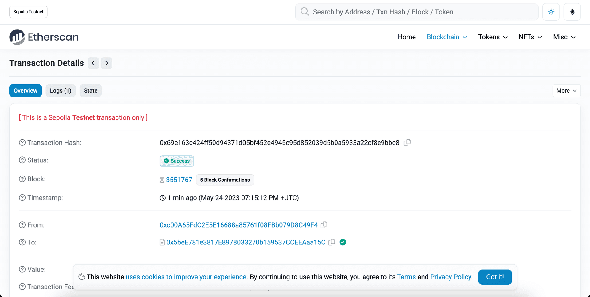 View your contract address on Etherscan